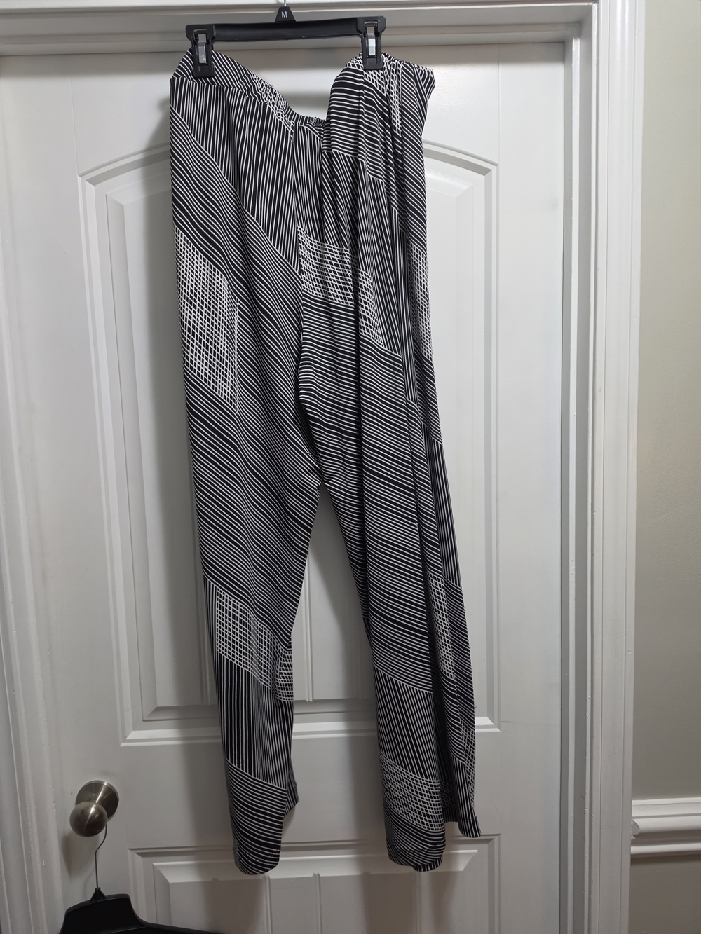 new directions Black and White Geometric Stripe Palazzo